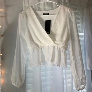 Nasty Gal Sheer Wrap Long Sleeve Blouse with tags